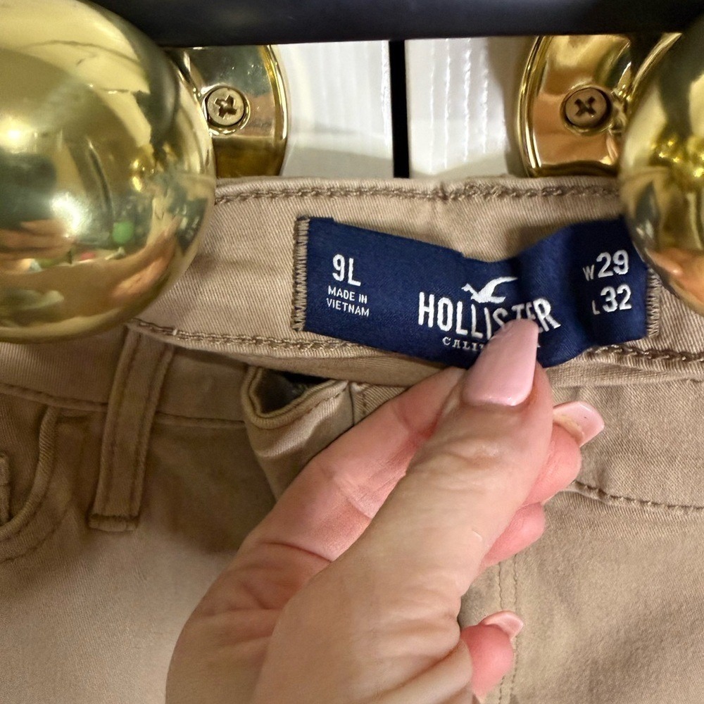 Hollister Low Rise Super Skinny Pants Women 9L W29 L32 Khaki Stretch NWT - Picture 3 of 5